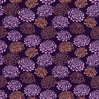 Dark violet seamless pattern with abstract shapes flowers. hand drawn sketch lines floral. Simple minimalist printing. Template for designs, textiles, fabric vector