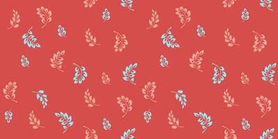 Simple seamless pattern with tiny abstract branches leaves. hand drawn sketch. Colored orange minimalist printing. Template for designs, fabric, children textiles, vector