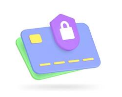 Online banking credit debit card e money cashless payment protection 3d icon realistic vector