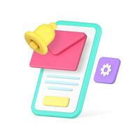 Incoming new message reminder inbox email smartphone application 3d icon realistic vector