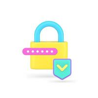 Data protection password identification access information security 3d icon realistic vector