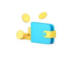 Wallet with golden coin cash money shopping financial banking payment 3d icon realistic vector