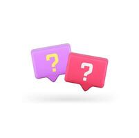 Question mark quick tips quiz brainstorm knowledge information 3d icon realistic illustration vector