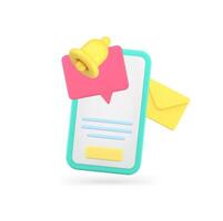 Incoming message sound alert quick tips smartphone app 3d icon realistic illustration vector