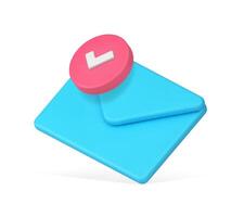 New message letter send delivery mail email envelope with checkmark 3d icon realistic vector