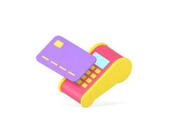 Credit card POS terminal machine contactless payment e money banking transaction 3d icon vector