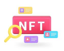 NFT media file management library searching image in digital database 3d icon realistic vector