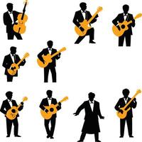 Set of silhouettes of musicians on a white background. illustration vector