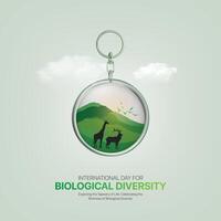 International Day for Biological Diversity.Biological Diversity creative ads design. social media post, , 3D illustration. vector