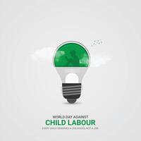 World day against Child labour. Child labour creative ads design 12 June. , 3D illustration. vector