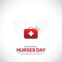 internacional enfermero día. internacional enfermero día creativo anuncios diseño. social medios de comunicación correo, , 3d ilustración. vector