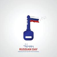 ruso independencia día. ruso independencia día creativo anuncios diseño, 12 junio. social medios de comunicación póster, , 3d ilustración. vector