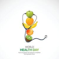 mundo salud día. mundo salud día creativo anuncios diseño abril 7. social medios de comunicación póster, , 3d ilustración. vector