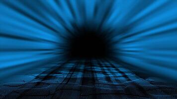 Royal blue color hi-tech particles technology background, sci-fi tunnel in dark cyber space video