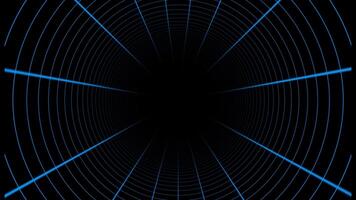 königlich Blau Farbe 3d zylindrisch Hi-Tech futuristisch Tunnel im Cyberspace Hintergrund video