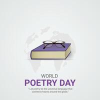 mundo poesía día creativo anuncios diseño. marzo 21 mundo poesía día social medios de comunicación póster 3d ilustración. vector