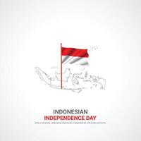 indonesia independence day. indonesia independence day creative ads design. 3D illustration. vector