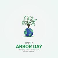 happy arbor day. arbor day creative ads design April 25. social media poster, , 3D illustration. vector