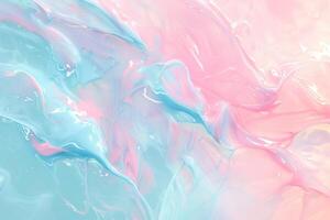 A colorful, abstract painting with a blue and pink hue photo