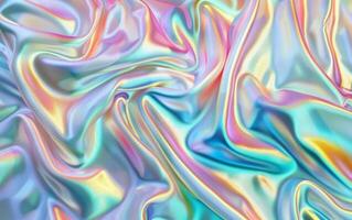 A colorful, shiny fabric with a rainbow pattern photo