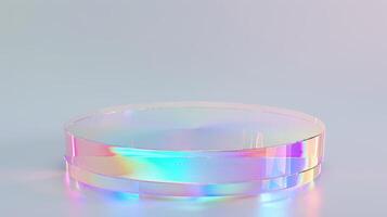 A clear, colorful, and shiny object with a rainbow effect photo