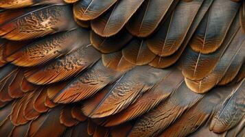 The feathers are brown and have a lot of detail photo