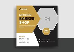 Barber shop hair salon social media post template. beauty spa business web banner design vector