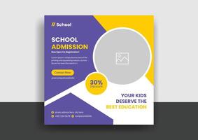 School admission social media post web banner template vector