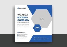 Roofing service social media post banner template with professional handyman home repair web banner design layout vector