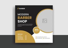 Barber shop hair salon social media post template. beauty spa business web banner design vector