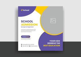 School admission social media post web banner template vector