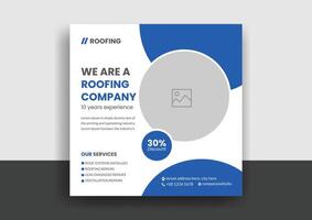 Roofing service social media post banner template with professional handyman home repair web banner design layout vector