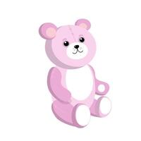 Cute pink toy bear. Teddy bear sits smiling. Soft cartoon toy Teddy Bear. illustration, background isolated. vector