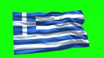 Greece Flag 3d render waving animation motion graphic isolated on green screen background video