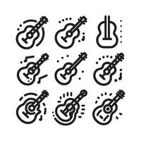 guitarra icono conjunto vector