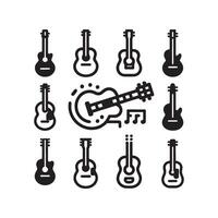guitarra icono conjunto vector