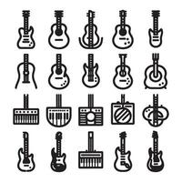 guitarra icono conjunto vector