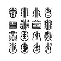 guitarra icono conjunto vector