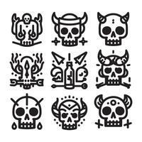 conjunto de iconos de calavera vector