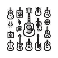 guitarra icono conjunto vector