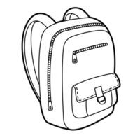 School backpack. Outline illustration on white background, design element vector