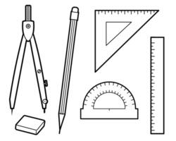 Stationery, school, supplies set. vector