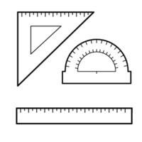 Set of school measuring rulers triangle, transpartier, ruler vector