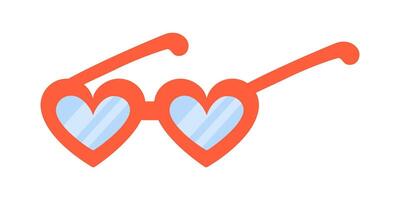 Red heart shape sunglasses with blue lenses illustration in flat style. Isolated on white background. vector