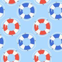 Red and blue life buoy seamless pattern. Summer beach background for print, fabric, textile, wrapping paper. vector