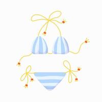Swimsuit bikini illustration in flat style. Summer design elements. vector
