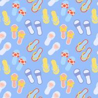 Cute colored flip flops seamless pattern. Summer beach background for print, fabric, textile, wrapping paper. vector