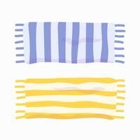 Summer beach striped towel set in flat style. vector