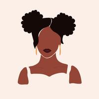 Faceless abstract boho african american woman hand drawn vector