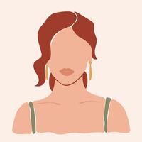 Faceless abstract boho woman hand drawn portrait vector